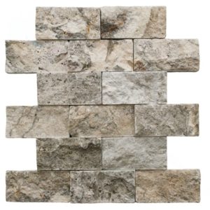 250-025 2x4 SILVER 6SQF/CS, SPLIT FACE TRAVERTINE