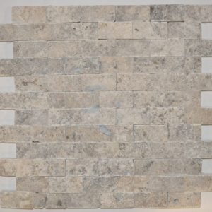 250-011 1"x2" SILVER 9/CS, SPLIT FACE TRAVERTINE MOSAIC
